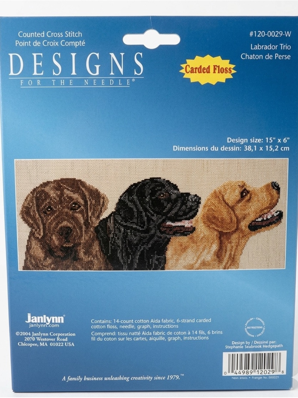 Counted Cross Stitch Janlynn Labrador Trio Kit NIP Dog Art